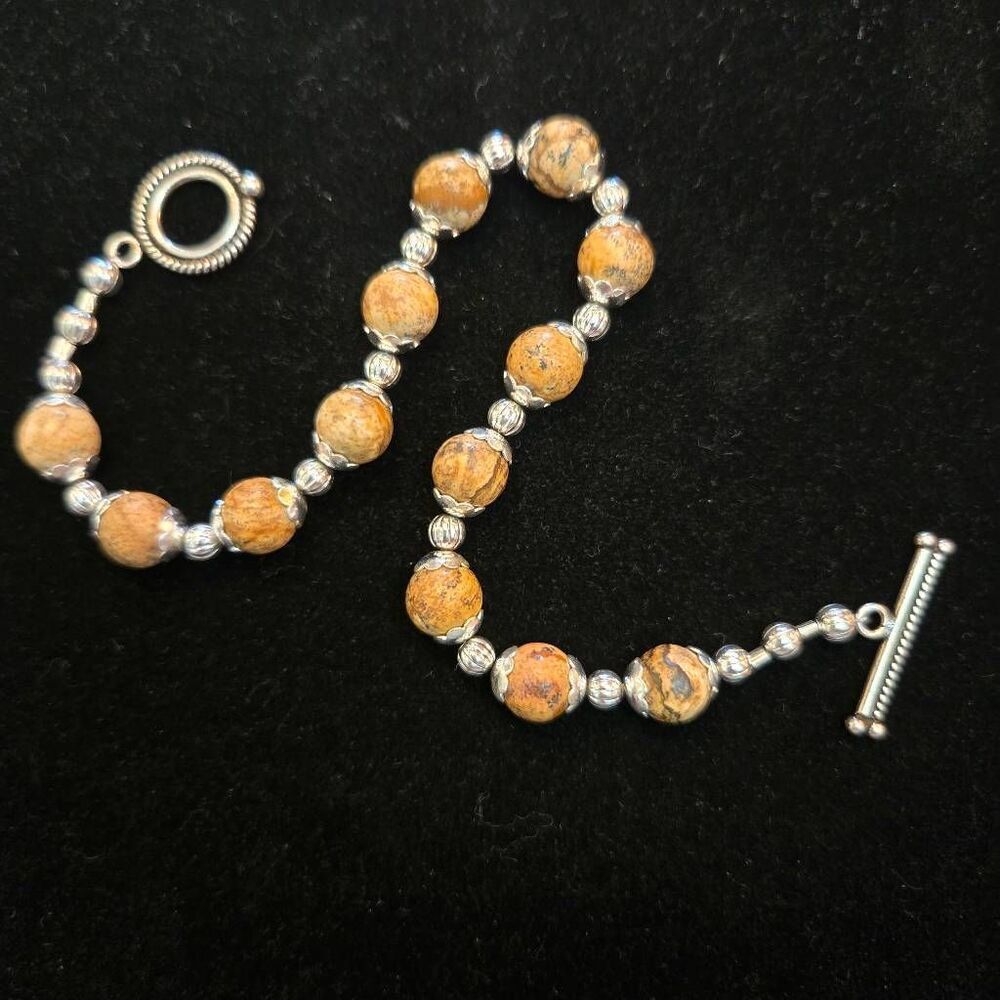 NEW Picture Jasper and Silver Bracelet